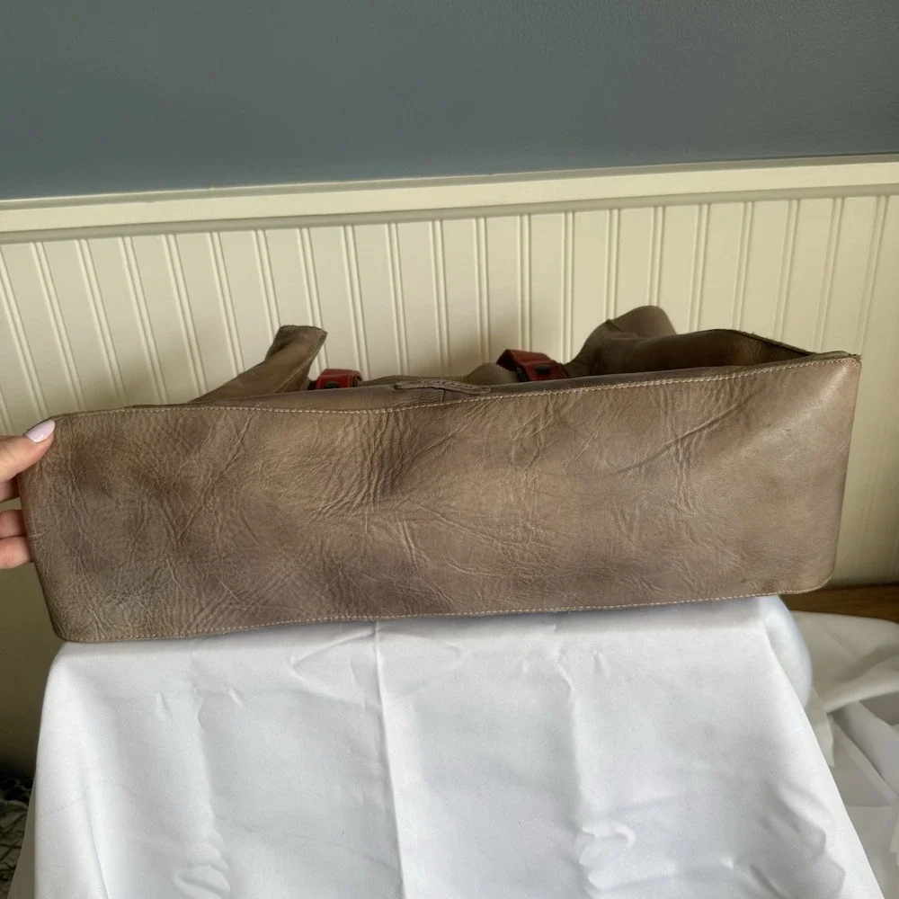 Bed Stu Leather Arlington Tote Shoulder Bag Purse Handbag Brown Red Distressed